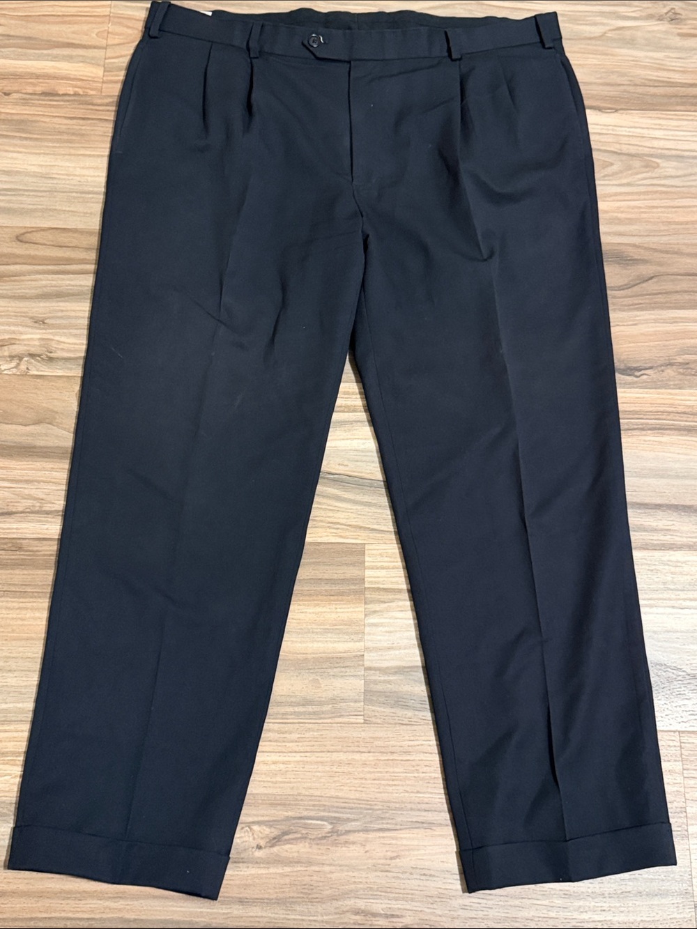 Brooks Brothers Mens 42x30 Black 100% Wool Madison Fit Pleated Dress Pants Cuff